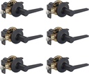 Amazon Basics Manchester Door Passage Lever, 6-Pack, 2.6 X 5.4 In, Matte Black