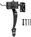Gate Latch, Thumb Latch Hardware, Gate Latch for Wooden Fence Heavy Duty, Self Locking Latches, Gate Kit for Wooden Fence, Steel Black Finish, Easy Install