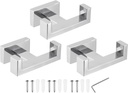 PATIKIL Double Towel Hook, 3Pack 304 Stainless Steel Wall Mounted Hanger Rectangle Towel Holder for Hanging Bathroom, Bedroom, Dormitory, Hang Towel, Clothes, Coat, Robe, Hat, Chrome Color