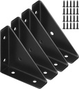 4 Pcs Trapeziform Angle Brackets, Shelf Brackets Heavy Duty Triangular Bracket Fastener, Cold Rolled Steel Braces Joining Support for Desk Bed Edge (Black)