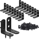 18PCS L Bracket Corner Bracket, FATLODA Stainless Steel L Brackets for Shelves, Black Small Right Angle Bracket, Metal Corner Brace for Wood Furniture Cabinet Chair with 72PCS Screws (1.57X1.57 In)