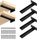 4 Pcs Heavy Duty Floating Shelf Brackets,8 Inch Hidden Shelf Bracket,Wall Mount Invisible Metal L Brackets for DIY Shelf Bracket ,Countertop Support Brackets with Screw Included