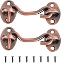 Uxcell 2Pcs 3 Inch Hook and Eye Latch, Barn Door Lock Privacy Hardware Stainless Steel Gate Lock for Window Cabin Hooks Sliding Door Bedroom Bathroom, Copper