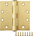 Door Hinges for Interior Doors 6-Pack 4.5-Inch X 4.5-Inch – Square Steel Door Hinge – Satin Brass – Fits Standard Doors – Design House 189662