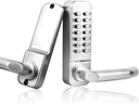 Mechanical Door Lock with Handle,Stainless Steel Mechanical Keypad Door Lock, Waterproof Digital Keyless Entry Outdoor Gate Combination Code Door Lock with Keypad (Silver)