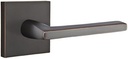 EMTEK Square Rosette Privacy Set with Matching Finish Helios Lever - Choice of Left/Right Handing and 7 Finishes - 5210HLOLHUS10B - Left Handed (LH) - Oil Rubbed Bronze (US10B)