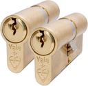 Yale KM3535-PB Euro Double 1 Star Kitemarked Cylinder, 3 Keys Supplied, High Security, Boxed, Suitable for All Door Types, Brass Finish, 35:10:35 (80 Mm), Pack of 2