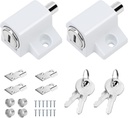 Automatic Door Bolt Lock, 6PCS Door Lock Latch Locks for inside outside Door, Door Barrel Bolt Door Latch Thickened Heavy Duty Steel, Easy to Install Gate, Slide Latch Lock with 24 Screws (White - 2)