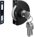 Sliding Glass Door Lock, 304 Stainless Steel Commercial-Home 0.39"-0.47" Glass Door Anti-Theft Security Lock, Double Swing Hinged Frameless Push Sliding Gate Lock with 6 Keys(Black, A104)