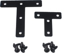 DGOL 16 Packs Two Sizes 3-1/8 Inch and 2 Inch "T" Black Flat Corner Braces with Screw, Picture Photo Frame Angle Bracket