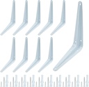 Zorfeter 10 Pcs Shelf Brackets 6 X 5 Inch White Shelving Brackets Heavy Duty L Bracket Support Floating Shelf Bracket for Shelves, Wall Mount Corner Brace for Wood Boards