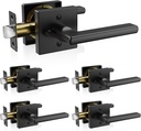 VEVOR Privacy Door Handle, 5-Pack Matte Black Interior Door Lever, Left or Right Handing Reversible Lever with Keyless Turn Lock, 45° Rotation to Open, Door Handles for Bedroom and Bathroom Doors