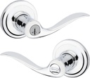 Kwikset 97402-572 Tustin Keyed Entry Lever for Garage or Office Door Handle Featuring Smartkey Security with a Traditional Design Entry Lever, Polished Chrome