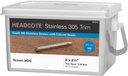 Headcote Trim Screws - #8 X 2-1/2" - #34 Brown - 305 Stainless Steel - 350 Pc Deck Pack - STAR DRIVE