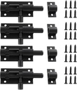 Litoexpe Door Security Slide Latch Lock, 2 Inch Barrel Bolt Latch, Heavy Duty Aluminum Alloy Sliding Door Lock, Rust-Proof Door Lock Latch with 24 Screws, Black