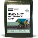 Waterproof Tent Tarp - Heavy Duty Tarp Tent for Wood Furniture, Car, Boat, Pool, & More - Tear Resistant - 20X25 Foot Indoor/Outdoor Reversible Tarp (Green/Brown Tarp)