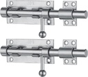 JQK Sliding Bolt Gate Latch, 6.3 Inch (Thick 2.4Mm) Heavy Duty 304 Stainless Steel Barrel Bolt with Padlock Hole, Interior Door Latches Brushed Finish 2 Pack, DL300-BN-P2