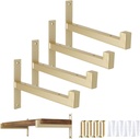OVOV 4 Pcs Heavy Duty Shelf Brackets Wall Mounted Industrial Metal Shelf Supports (Gold) 6"