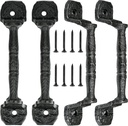 Sliding Barn Door Handles，4 Packs 5.51" Cast Iron Handles,Black Vintage Metal Gate Pull Handle Fence Handle Antique Long Cabinet Handles for Outdoor,Garage,Closet,Interior,Drawer