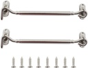 2 Pack Hook and Eye Latch,Ulifestar Barn Door Latch,Heavy Duty Stainless Steel Gate Latch Lock for Sliding Barn Door Window Shutters Garage Fence Closet Shed Door with Screws (8'', Silver)
