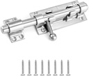 QWORK Sliding Bolt Gate Latch, 6.3" Heavy Duty 304 Stainless Steel Safety Barrel Bolt Door Latches with Padlock Hole and 8 Mounting Screws for Doors, Cabinets, Refrigerators
