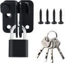 Alise Flip Latch Gate Latches Set with Padlock,Slide Bolt Latch Safety Door Lock Catch for Barn Cabinet Pet Cage Garden Bathroom Garage Window Sliding Door,Stainless Steel Matte Black,Ms3001B-Set