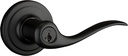 Kwikset Tustin Entry Door Handle with Lock and Key, Secure Keyed Reversible Lever Exterior, for Front Entrance and Bedrooms, Matte Black, Pick Resistant Smartkey Rekey Security and Microban