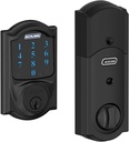 Schlage Connect Camelot Touchscreen Deadbolt with Built-In Alarm, Matte Black, BE469 CAM 622, Works with Alexa via Smartthings, Wink or Iris