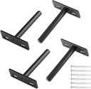 Luomorgo 4 Pcs Floating Shelf Bracket 3 Inch Shelf Brackets Heavy Duty Black Blind Shelf Support Bracket, Hidden Wall Mounted Shelf Brackets with Screws & Wall Plugs