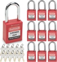 10 Pack 1-1/2" 38Mm Stainless Shackle Safety Padlocks Outdoor Heavey Duty Water Proof Padlock with 2 Brass Keys