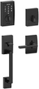 Schlage Touch FE375-CEN-622-LAT Matte Black Keyless Touchscreen Deadbolt with Century Trim Paired with Century Handleset and Latitude Lever with Century Trim Entry Door Handleset