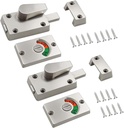 2Pcs Latch Indicating Lock,Latch Indicator Bolt,Privacy Partition Indicator Lock with Occupancy Indicator,Toilet Public Toilet Bathroom Stall Door Latch Lock (Silver,2Pcs)