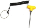 (Pack of 4) Pin, Tensile | 5 /16" Dia - 4 1/4" Locking Space | MAGNETIC Universal Weight Stack Replacement SELECTOR KEY - DETENT Hitch PINS - YELLOW T Handle Knob W/ Reinforced Steel Wire Lanyard