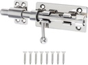 Barrel Bolt Door Latch, 6.3 Inch 304 Stainless Steel Gate Barn Lock Latch with 9 Mm Padlock Hole, Heavy Duty Slide Door Lock (Silver, 6Inch(1 Pack))