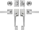 VEVOR Double Door Handle Set, Double Door Lock Set with Reversible Handle Lever, Satin Nickel Square Door Lever, Heavy Duty Double Front Door Handle Set with Dummy, for Front Door or Office Door