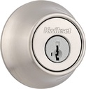 Kwikset 660 Deadbolt Lock, Satin Nickel round Exterior Keyed Front Entry Door, Pick Resistant Smartkey Rekey Security, Single Cylinder Dead Bolt, with Microban Protection, 96600-728