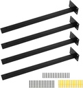 Luomorgo 4 Pcs 16" Floating Shelf Bracket Stainless Steel Heavy Duty Black Shelf Brackets Blind Shelf Supports Hidden Brackets for Floating Wood Shelves - Screws and Wall Plugs Included