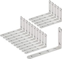 Luomorgo 16 Pcs L Brackets for Shelves Heavy Duty Stainless Steel L Shaped Bracket Decorative Corner Brace Joint Right Angle Bracket Wall Hanging Bracket with Screws, 5" X 3", Silver