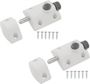 2 Sets of Plastic Spring Button Plunger 12 Screws Latch Bolt Lock Surface Mounted Wooden Door Latch Lock Buckle Press to Unlock Suitable for Wardrobe Cabinet Window Fence Cabinet Door White