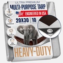 20X30 Heavy Duty Tarp, 10 Mil Thick, Waterproof, Tear & Fade Resistant, High Durability, UV Treated, Grommets Every 18 Inches. (Silver/Brown - Reversible) (20 X 30 Feet)