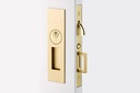 Emtek Pocket Door Mortise - Narrow Modern Rectangular Keyed Function (Bright Chrome)