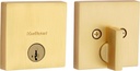 Kwikset Downtown Deadbolt Lock, Satin Brass Square Exterior Keyed Front Entry Door, Pick Resistant Smartkey Rekey Security, Single Cylinder Dead Bolt, with Microban Protection