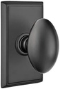 Emtek Passage Set, Rectangular Rosette, Egg Knob, Flat Black