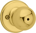 Kwikset Polo Interior Privacy Door Knob with Lock, Door Handle for Bathroom and Bedroom, Polished Brass Keyless Turn Lock Doorknob