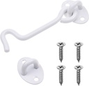 Eco-Fused 4-Inch Heavy Duty Hook and Eye Latch - 1X Barn Door Lock (White), 4X Mounting Screws - Powder Coated Stainless Steel Hooks for Door, Windows, Sheds, Fences, Gates, Closets, Cabinets