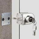 Glass Door Lock, 304 Stainless Steel Lock Heavy Duty Frameless with Keys, No Need to Drilling on Glass, Fit for 10-12Mm Thick (113B), Silver