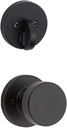 Kwikset 971PSKRDT-514 Single Cylinder Interior Pismo Knob Trim with round Rose Matte Black Finish