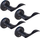 Ohuhu Dummy Door Handles, Black Door Handle Dummy Door Knob French Closet Door Handle Lever Single Side Non-Turning Wave Style Left/Right Hand Satin Zinc Matte Finish Laundry Room Hallway Pantry