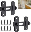 2Packs Barn Door Latches, 2.76" X 1.97" Matte Black Stainless Steel Flip Gate Latch, Solid Sliding Door Barn Door Latch, Bi-Fold Door Lock for Sliding Swing Open Door, Bathroom, Garage, Shed (3Inch)