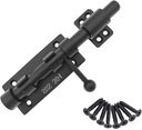 Slide Bolt Gate Latch Thickened 304 Stainless Steel Barrel Bolt Lock Heavy Duty Barn Door Latch Lock Black Safety Gate Latch with Padlock Hole for Outdoor Wooden Fence Yard Shed Basement